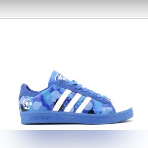 Adidas Blue Patterned Sneakers with White Stripes